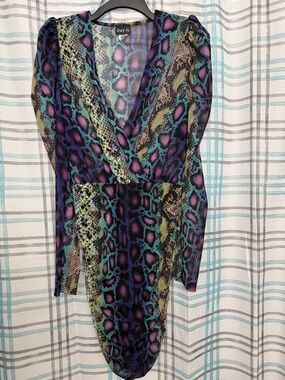 Day G Snake Print Wrap Top in Purple & Teal